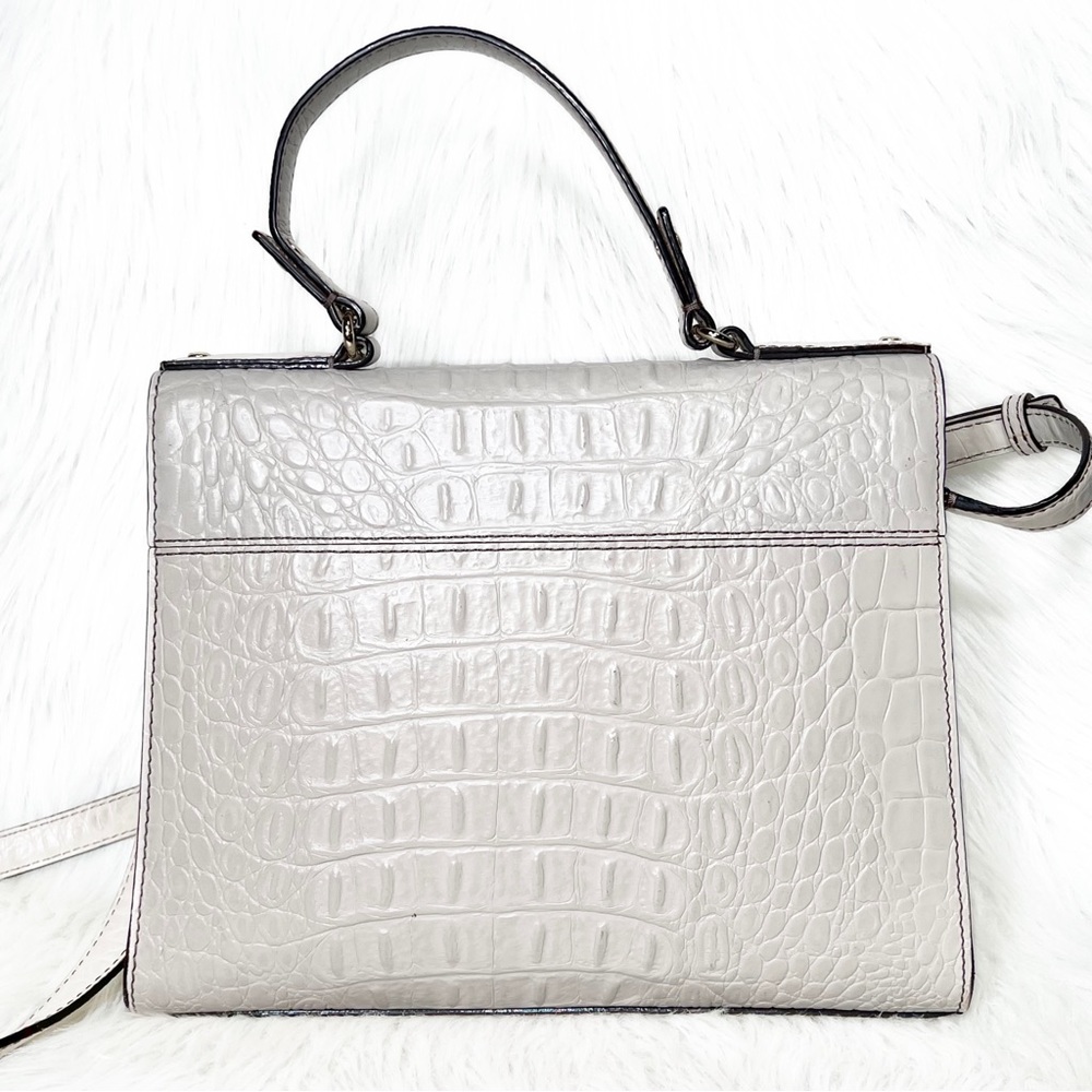 SOLD-Kate Spade Croc Leather Medium Satchel Handbag, Cream Ivory Beige - Picture 3 of 12